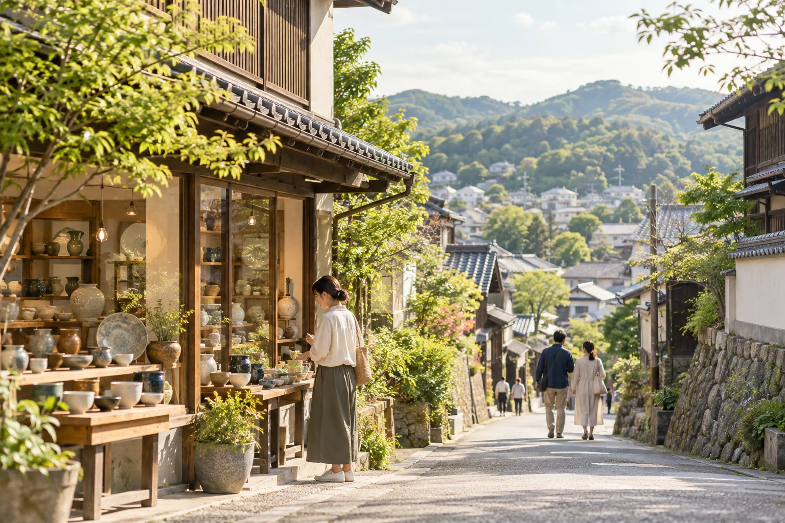 緑と陶器のお店があるまちのイメージ
